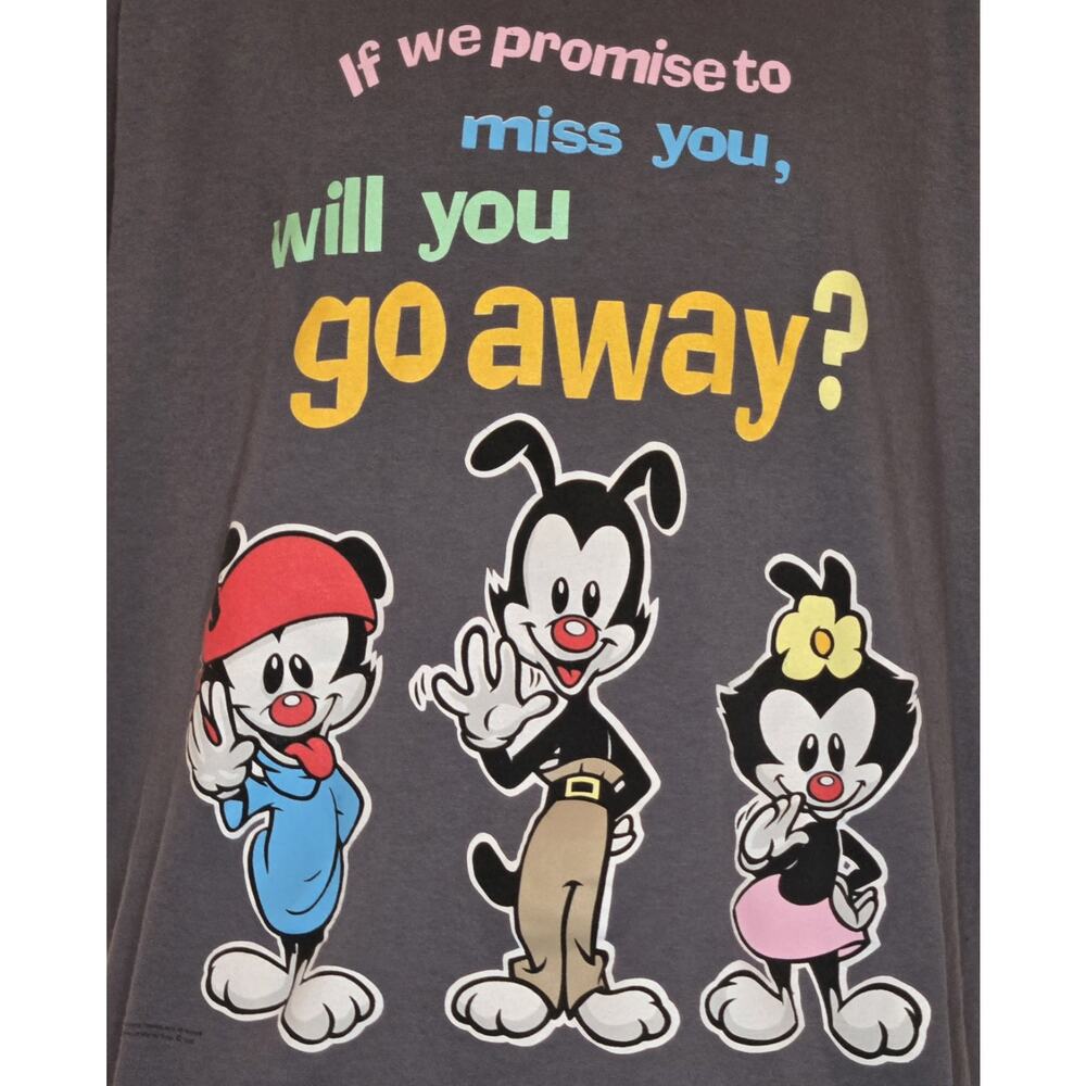 Vintage Animaniacs Go Away Changes T-Shirt Cartoon 1996 90s Single Stitch Large